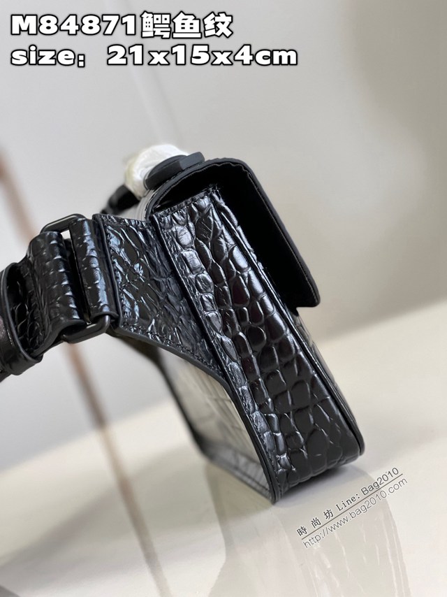 LV專櫃2023新款S Lock Sling手袋 M84871鱷魚紋 路易威登男士腰包挎包 dn1451